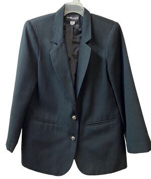 Sag Harbor Womens Petite Size 10 Black 2 Button Career Professional